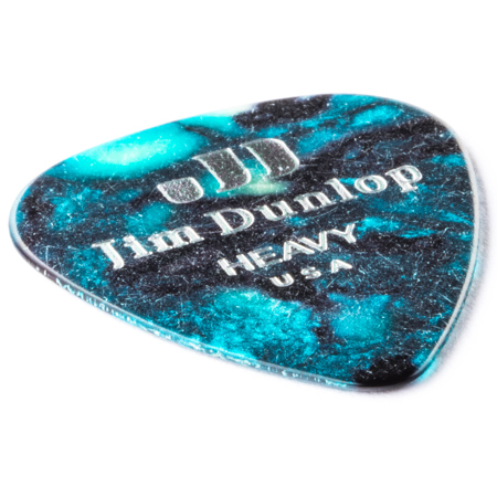Dunlop Celluloid Guitar Picks, Heavy, Turquoise Pearloid, 12-Pack