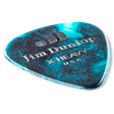 Dunlop Celluloid Guitar Picks, Extra Heavy, Turquoise Pearloid, 12-Pack