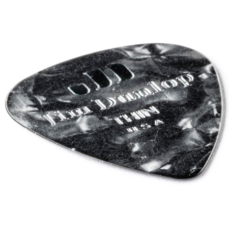 Dunlop Celluloid Guitar Picks, Thin, Black Pearloid, 72-Pack
