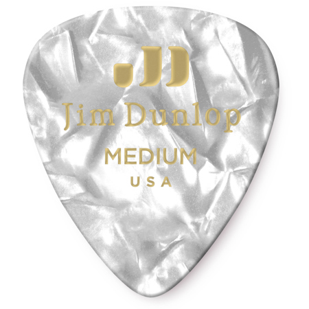 Celluloid Guitar Picks, Medium, White Pearloid, 72-Pack