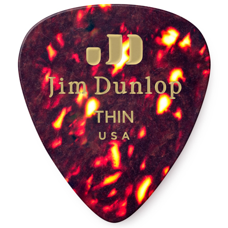 Dunlop Celluloid Guitar Picks, Thin, Shell, 72-Pack