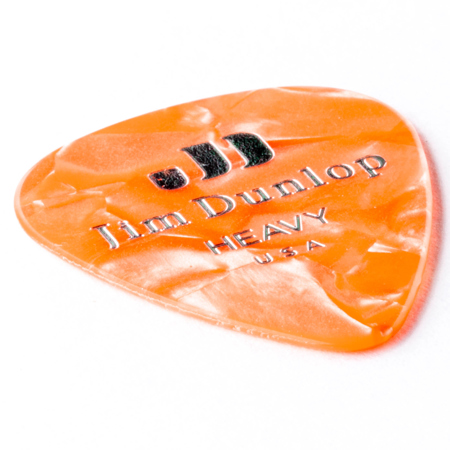 Dunlop Celluloid Guitar Picks, Heavy, Orange Pearloid, 72-Pack