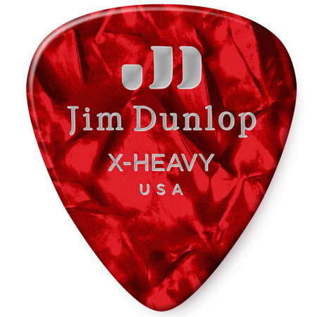 Dunlop Celluloid Guitar Picks, Extra Heavy, Red Pearloid, 72-Pack
