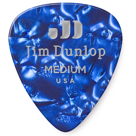 Dunlop Celluloid Guitar Picks, Medium, Blue Pearloid, 72-Pack