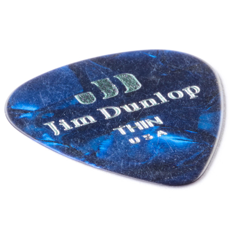 Dunlop Celluloid Guitar Picks, Thin, Blue Pearloid, 72-Pack