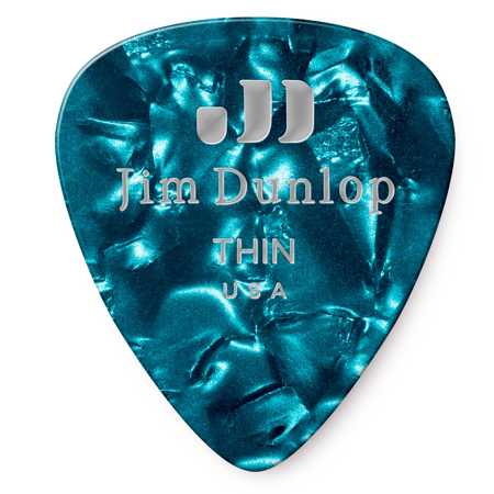 Dunlop Celluloid Guitar Picks, Thin, Turquoise Pearloid, 72-Pack