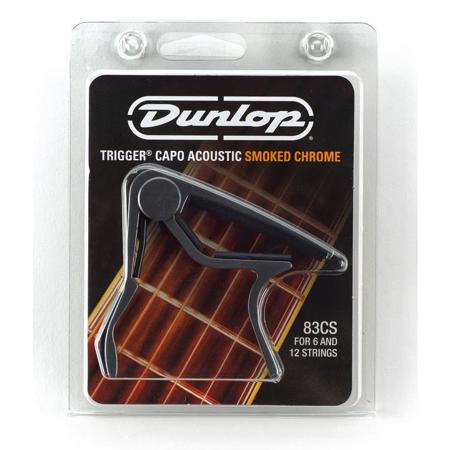 Jim Dunlop 83C Trigger Capo for Acoustic Guitar, Curved, Smoked Chrome