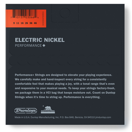 Dunlop Performance+ Nickel Wound Electric Guitar Strings,09-46,Set of 6 Strings