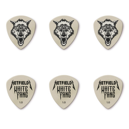 Dunlop James Hetfield Fang Guitar Picks, 1.0mm Gauge, White, 6-Pack (Tin)