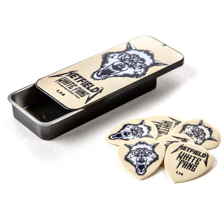 Dunlop James Hetfield Fang Guitar Picks, 1.14mm Gauge, White, 6-Pack (Tin)