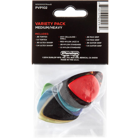 Dunlop Guitar Picks Variety Pack, Medium/Heavy, 12-Pack