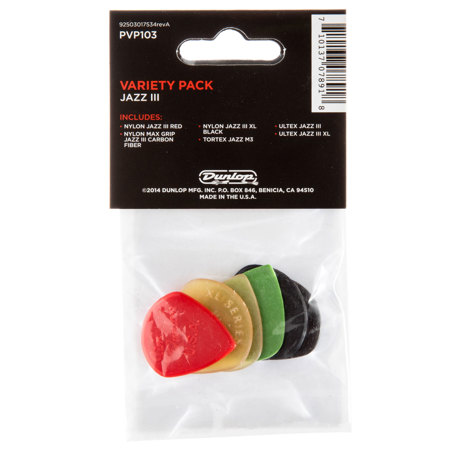 Dunlop Jazz III Guitar Picks Variety Pack, 6-Pack
