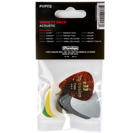 Dunlop Acoustic Guitar Picks Variety Pack, 12-Pack