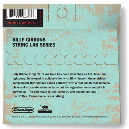 Dunlop Billy Gibbons Custom Rev Willy's Nickel Strings, 08-40, Set of 6 Strings