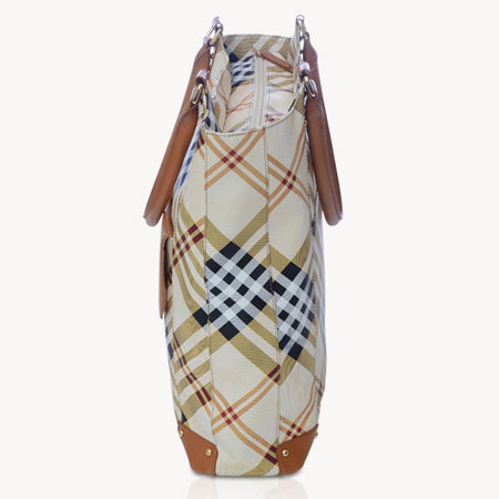 Jill-e E-go Laptop Tote Bag, Tan Plaid
