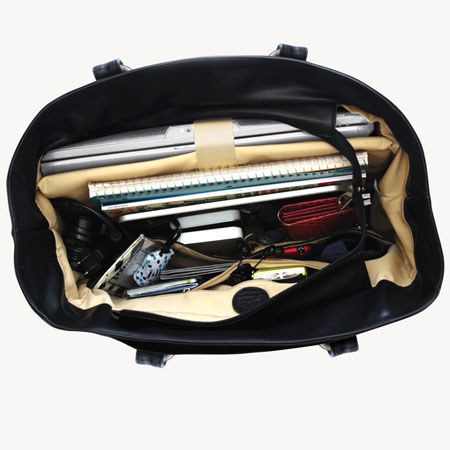 Jill-e E-go Laptop Valise Bag, Metallic Black/Silver Plaid
