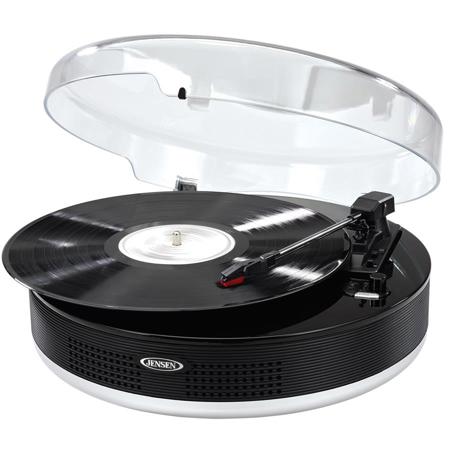 Jensen JTA-455 Bluetooth 3-Speed Stereo Turntable with Metal Tone Arm