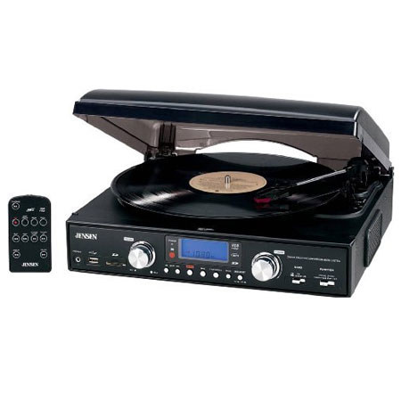 Jensen JTA-460 3-Speed Stereo Turntable with MP3 Encoding System, Black