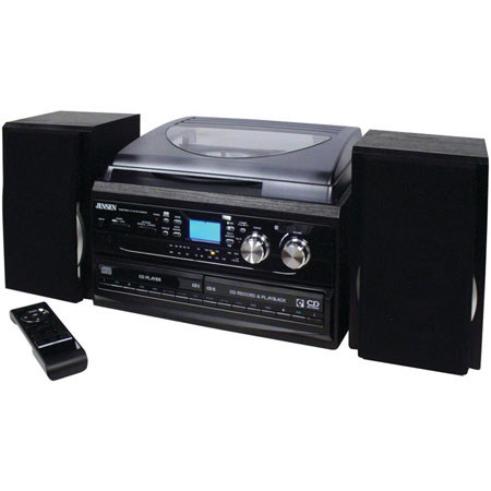 Jensen JTA-980 3-Speed Stereo Turntable 2-CD System