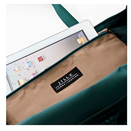 Jill-e Kara 10" Tablet Tote Case, Nylon Exterior with Leather Trim, Teal