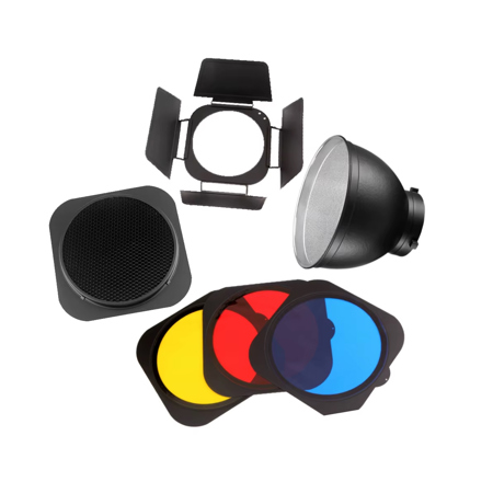 Jinbei HD Accessory Set with 4-Leaf Barndoors, 6x Gel and Honeycomb Grid