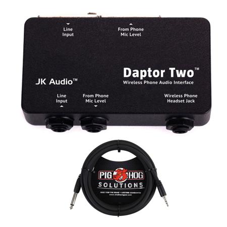 JK Audio Daptor Two Wireless Phone Audio Interface, 600 Ohms Output Impedance - With 10' 3.5mm TRS to 1/4" Mono Cable