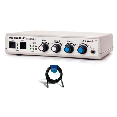 JK Audio Broadcast Host Analog Digital Hybrid Telephone, Audio Line & Mic Desktop Broadcast Station, 200Hz-3600Hz Frequency Response (Telephone Side) - With 15' 8mm XLR Microphone Cable