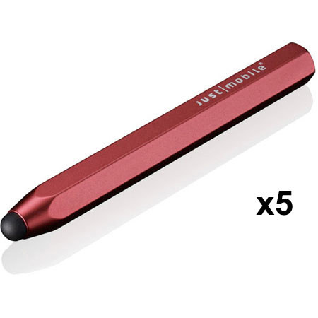 Just Mobile AP-818RE AluPen Stylus for iPad, 5 Pack,Red