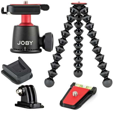 JOBY BallHead 3K, Black/Red, w/GorillaPod 5K Stand, Black,Quick Release Plate 3K