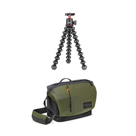 Joby GorillaPod 3K Kit, Black - Bundle with Manfrotto Street Messenger Bag