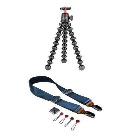 Joby GorillaPod 3K Kit Black With Peak Slide Premium Camera Neck Strap Tallac