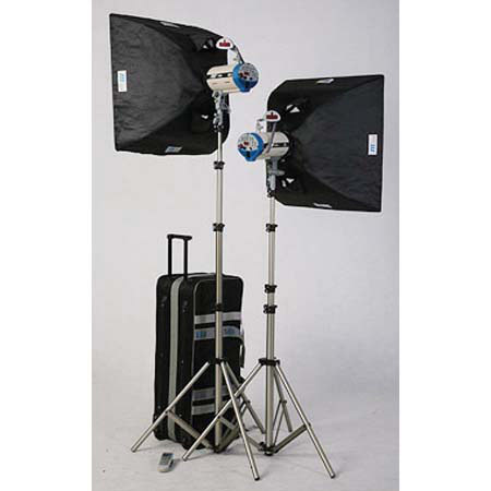 DL-600 Versalight D Soft Box Kit with 2 Versalight D-301, 300ws Monolights, Light Stands, Soft Boxes, Digital Remote and Wheeled Carry Case