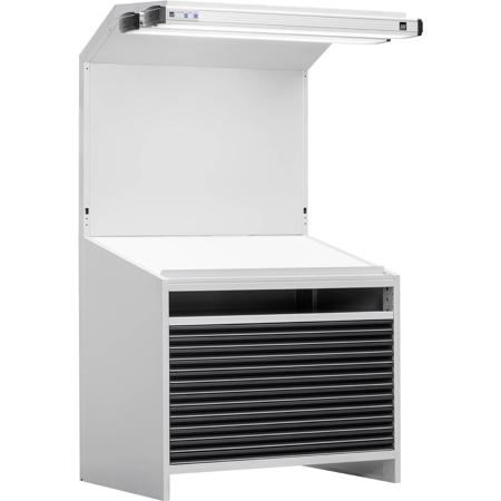 JUST Normlicht LED Color ProofStation 3B 13, 1 Shelf, 3 Drawers, 1 Door Set