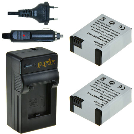 Jupio Value Pack with 2x AHDBT-302 1200mAh Battery & Compact USB Single Charger