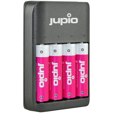 Jupio USB 4-Slot Battery Charger with LED for Rechargeable AA and AAA Batteries