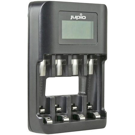 Jupio USB 4-Slots Ultra Fast Battery Charger with LCD Display for Rechargeable AA and AAA Batteries