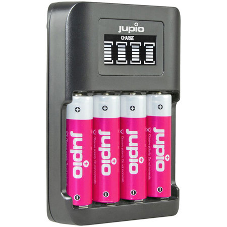 Jupio USB 4-Slots Ultra Fast Battery Charger with LCD Display