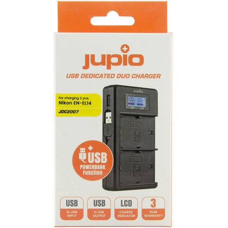 Jupio USB Dedicated Duo Charger LCD for Nikon EN-EL14 Batteries