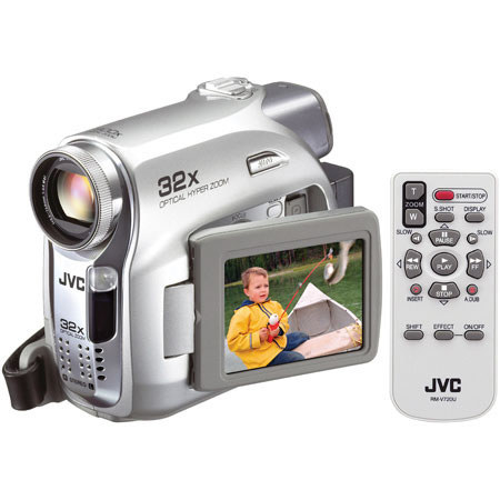 JVC GRD-396US Mini DV Camcorder 2.5" LCD, 32x Optical Zoom, 800x Digital Zoom & Color Viewfinder, with Remote, & Data Batteries