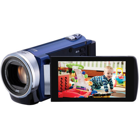 JVC GZ-E200 Blue HD Memory Camcorder, 40x Optical Zoom