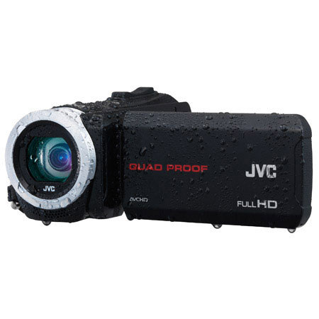 JVC Everio GZ-R10 Quad-Proof FHD Camcorder, Black, With Basic Accessory Bundle