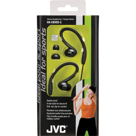 JVC HA-EBX85-Z Sport Inner Ear Clip Headphones, Black