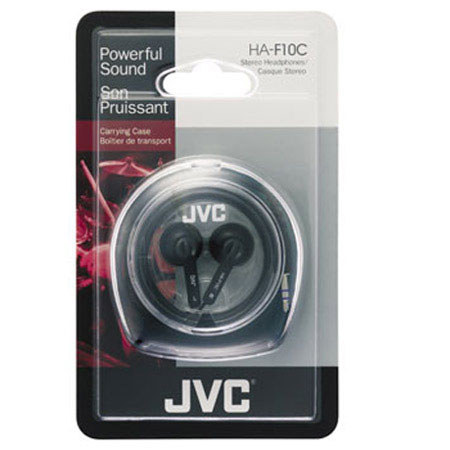 JVC HAF10C Ear Bud Headphones with Carrying Case, Black