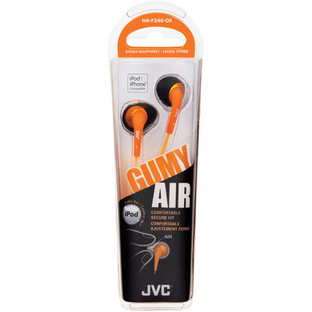 JVC HAF240DX Gumy Air Earphones for Audio Device Orange