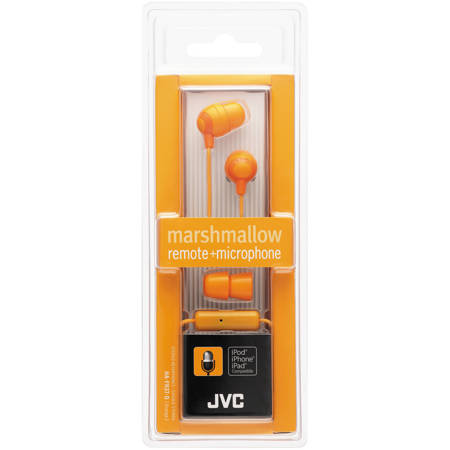 JVC HA-FR37 Marshmallow Inner Ear Headphones with Remote Control & Mic, Orange