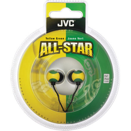 JVC HAFX20YG All-star In-Ear Headphones, Yellow/Green