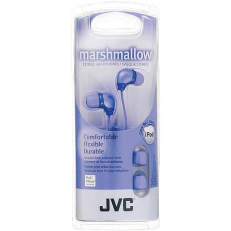 JVC In Ear "Marshmallow" Headphone Set with 3' Cord, Color: Violet #HAFX34V