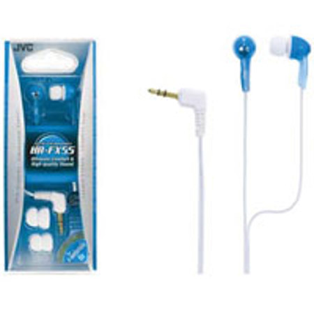 JVC In Ear Headphone Set with 4' Cord & 3 Ear Pieces, Color: Blue #HAFX55ZA