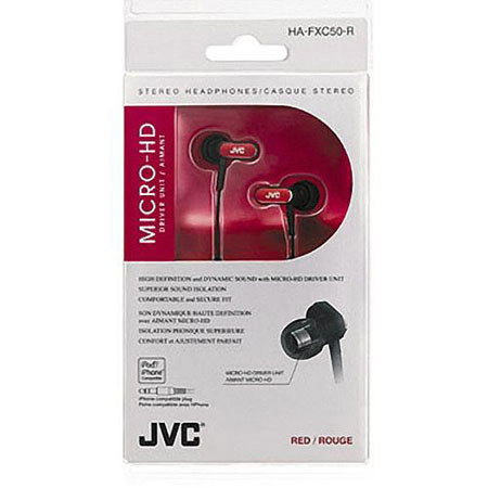 JVC HAFXC50R Micro HD In-Ear Canal Headphones - Red