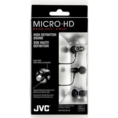 JVC HA-FXC51-B Micro-HD In-Ear Headphones, Black